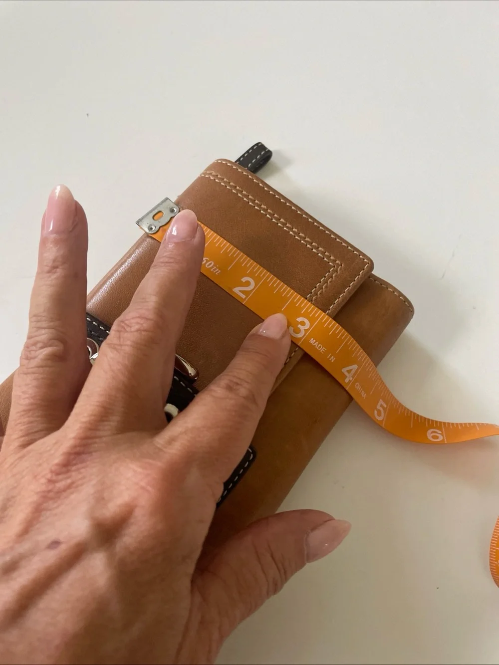 Coach Tan and Dark Brown Leather Buckle Continental Wallet